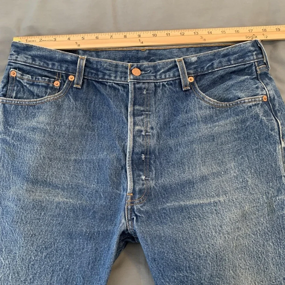 Vintage Levis 501 Jeans Mens 38x33 (34x29) Blue Straight Distressed Denim 90s